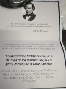 Condecoración “Melchor Ocampo”: 75 Legislatura-Morelia Informativo3