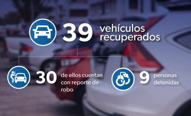 Recupera SSP 39 vehículos en 15 municipios; hay 9 detenidos