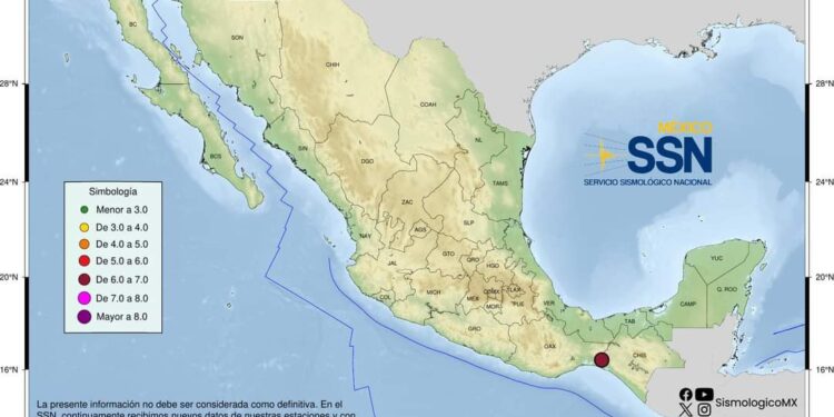 Sismo de 5.5 en escala de Richter en Chiapas