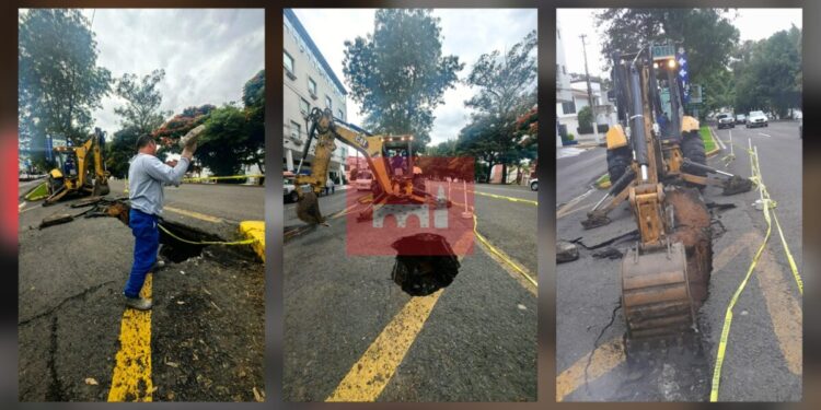 OOAPAS repara socavón en lateral de Camelinas-Morelia Informativo