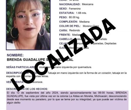 Fiscalía General del Estado, localiza ilesa a mujer de 34 años, reportada  desaparecida en Morelia