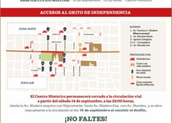 Estos son los cierres viales por las fiestas patrias en el Centro Histórico de Morelia-Morelia Informativo