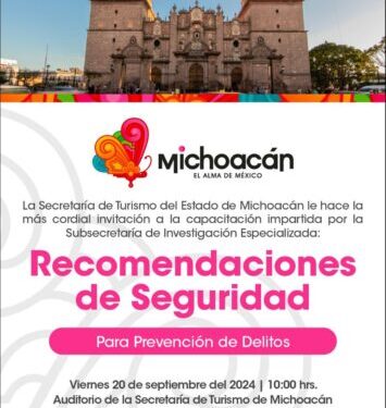 Sectur Michoacán invita a capacitación para prevenir los delitos