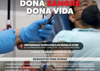 Invita SSM a participar en la colecta de sangre de la UTM