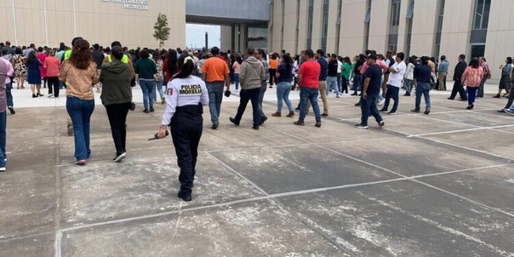 simulacro nacional Policía Morelia, PC y bomberos