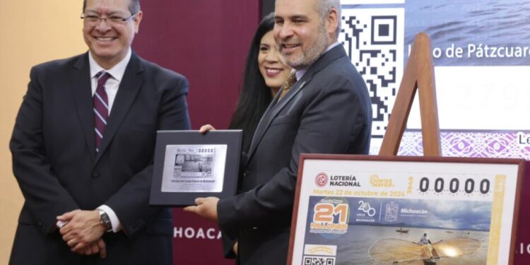 Develan Bedolla y la Lotería Nacional “cachito” conmemorativo por los 200 años de Michoacán-Morelia Informativo