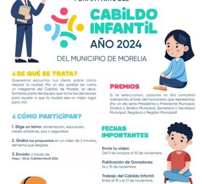 Gobierno de Morelia invita a las niñas y niños a formar parte del Cabildo Infantil 2024