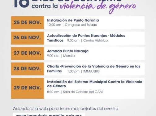 Gobierno de Morelia invita a la ciudadanía a las actividades contra la violencia de género por el 25N-Morelia Informativo