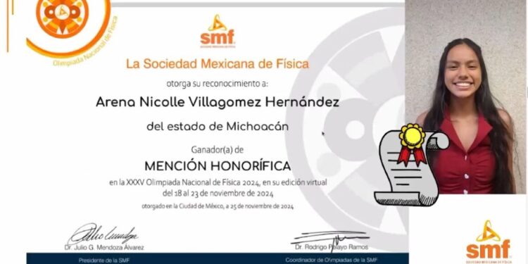 Dan mención honorífica en Olimpiada Nacional de Física a alumna del Cecytem