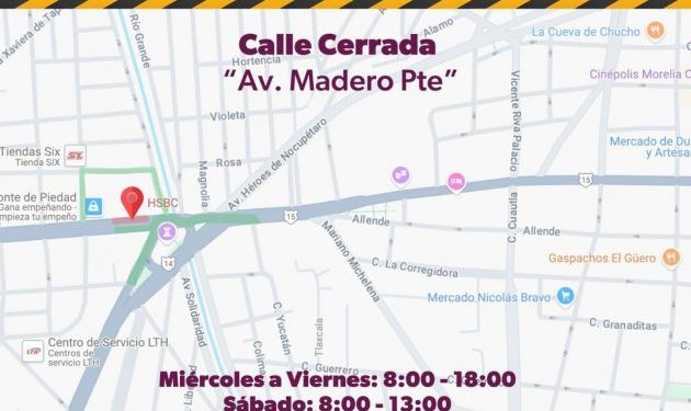 ¡Toma precauciones! Por obra del teleférico de Morelia hay cierre parcial de calles y avenidas