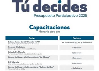 Gobierno de Morelia invita a capacitaciones del Presupuesto Participativo 2025