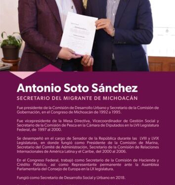 Bedolla nombra a Antonio Soto como nuevo secretario del Migrante