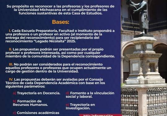 “Legado Nicolaita” reconoce a las y los docentes de la UMSNH; se invita a participar con propuestas