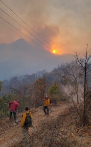 Brigadas de Cofom atienden incendio forestal-Morelia Informativo2