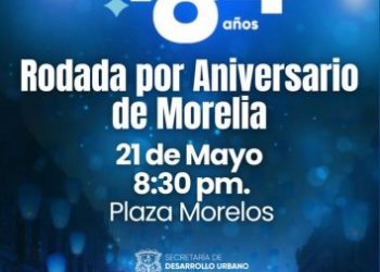 Hoy se realiza la Gran Rodada Nocturna, por el 484 aniversario de Morelia
