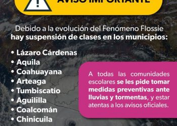 Por Tormenta Tropical Flossie se suspenderán clases en 8 municipios