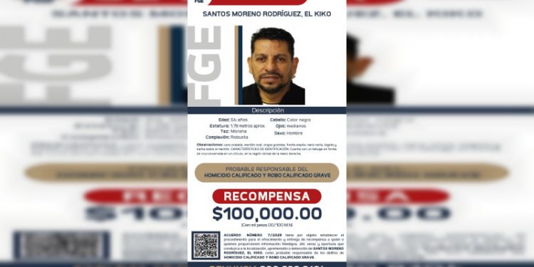 FGE ofrece recompensa para la detención del Santos Moreno “El Kiko” presunto homicida del edil de Tacámbaro y su escolta