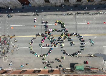 Morelia celebra el Día Mundial de la Bicicleta con Bici Monumental Humana