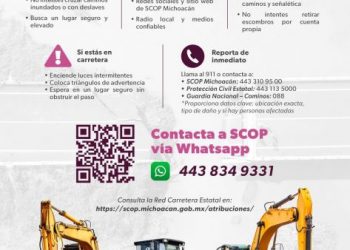 SCOP activa línea para reportar deslaves en carreteras por lluvias