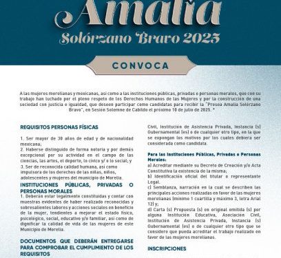 Semmujeris invita a reconocer a quienes hacen historia, con Presea ‘Amalia Solórzano Bravo’