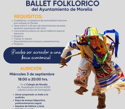 SeCultura invita a sumarse al Ballet Folklórico del Ayuntamiento de Morelia
