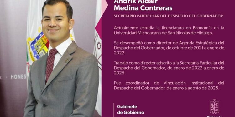 Designa Bedolla a Aldair Medina como secretario particular