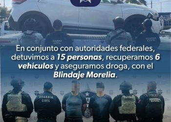En blindaje Morelia,  15 detenidos y 6 unidades aseguradas durante las últimas horas: SSP