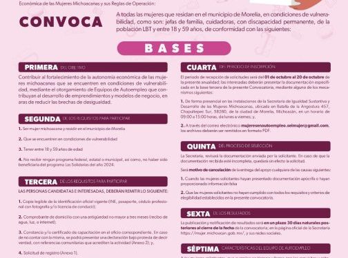 Seimujer lanza convocatoria para impulsar 700 negocios de michoacanas
