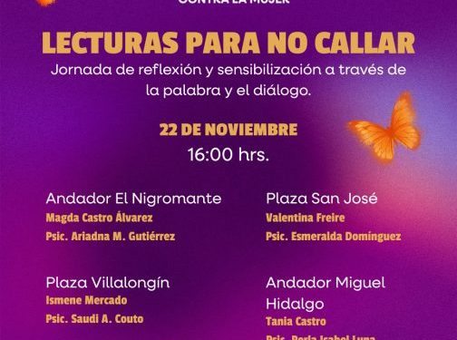 SeCultura Morelia invita a jornada de lectura y diálogo en el marco del 25N