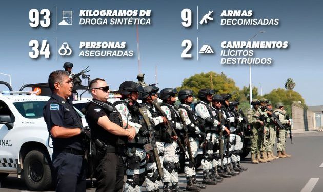 Más de 34 detenidos y 90 kg de droga asegurados en la última semana; resultado del Plan Paricutín: SSP