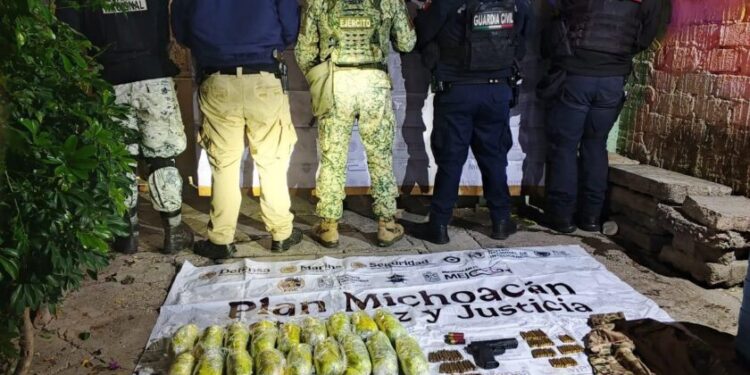 SSP asegura 9 kg de marihuana, una réplica de arma de fuego y cartuchos útiles en Zamora