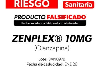 SSM alerta a la población sobre medicamento adulterado Zenplex®️ (Olanzapina)
