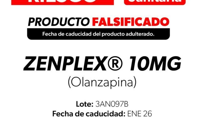 SSM alerta a la población sobre medicamento adulterado Zenplex®️ (Olanzapina)