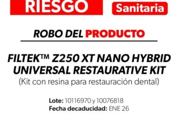 Alerta Cofepris por robo de resina para restauración dental