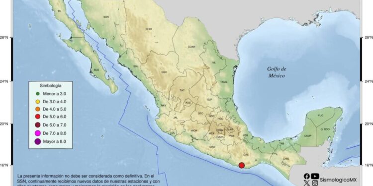 Sismo de magnitud 5.7 se registra cerca de Puerto Escondido, Oaxaca