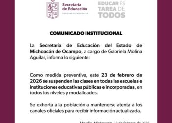 Se suspenden clases este lunes 23 de febrero: SEE