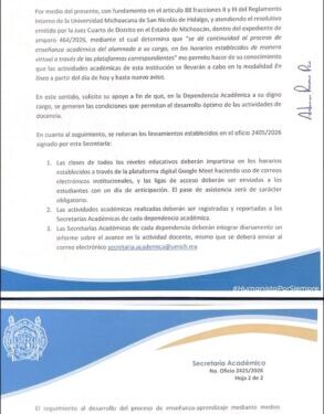 Disposición de resolver el conflicto, manifiesta la Rectoría de la UMSNH