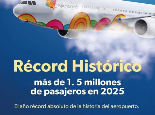Aeropuerto Internacional de Morelia supera récord de 1.5 millones pasajeros en 2025